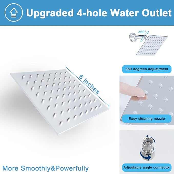 Digital Display Dual Head Shower system Rain Shower System Shower Wall Mount 10 Inch Ceiling Shower Head with 6 Inch Shower Head with shower handheld(Polished Chrome)