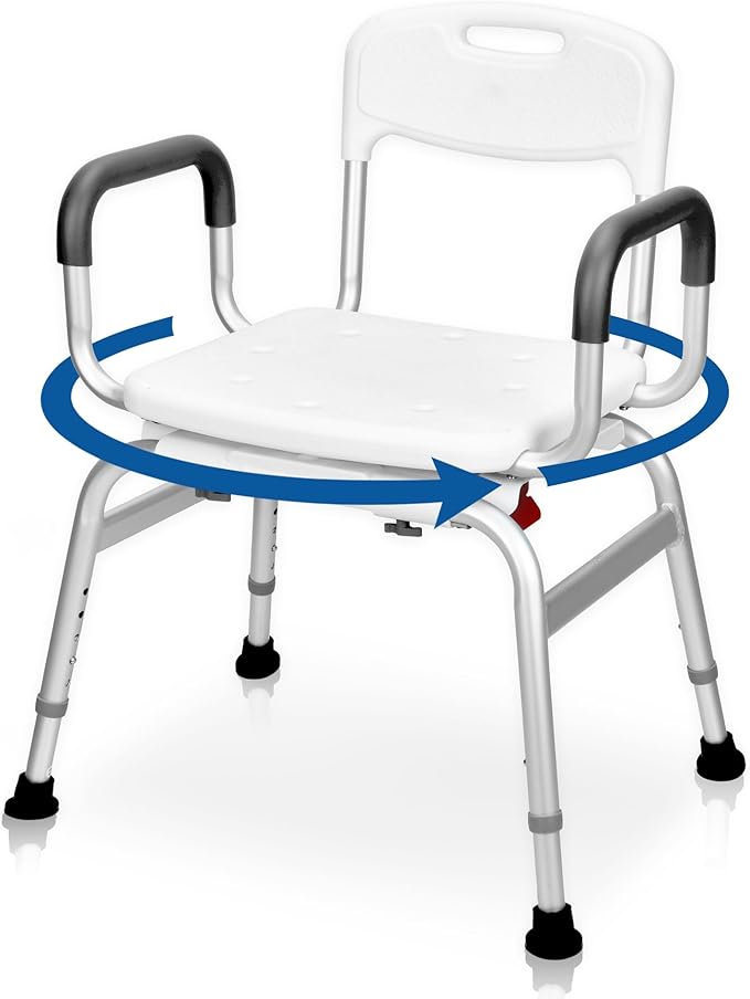 Sangohe Shower Chair for Inside Shower - 360⁰ Swivel Shower Chair - Heavy Duty Shower Seat with Back - Shower Chair for Bathtub with Arms for Handicap - Shower Seats for Elderly, 788A
