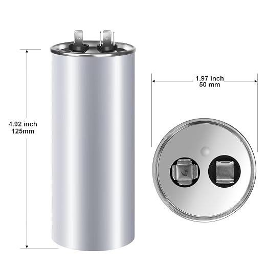 FOCSPROD 60 uF 60 MFD ±6% 370V/440V CBB65B AC Capacitor, Single Run Round - Image 2