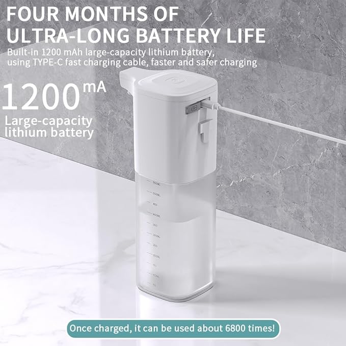 Automatic Liquid Soap Dispenser,Touchless Soap Dispenser 4-Level Adjustable Electric,Auto Bathroom Kitchen Hand Soap Dispenser,18.6oz/550ml,Wall Mounted,Rechargeable
