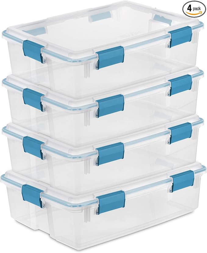 Sterilite 4-Pack Gasket Box, Home Storage Organizer Bins by Sterilite