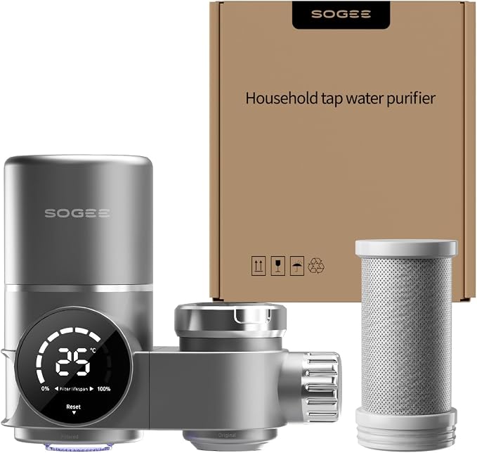 Faucet Water Filter, LED Display Faucet Top Water Filter by Sogee