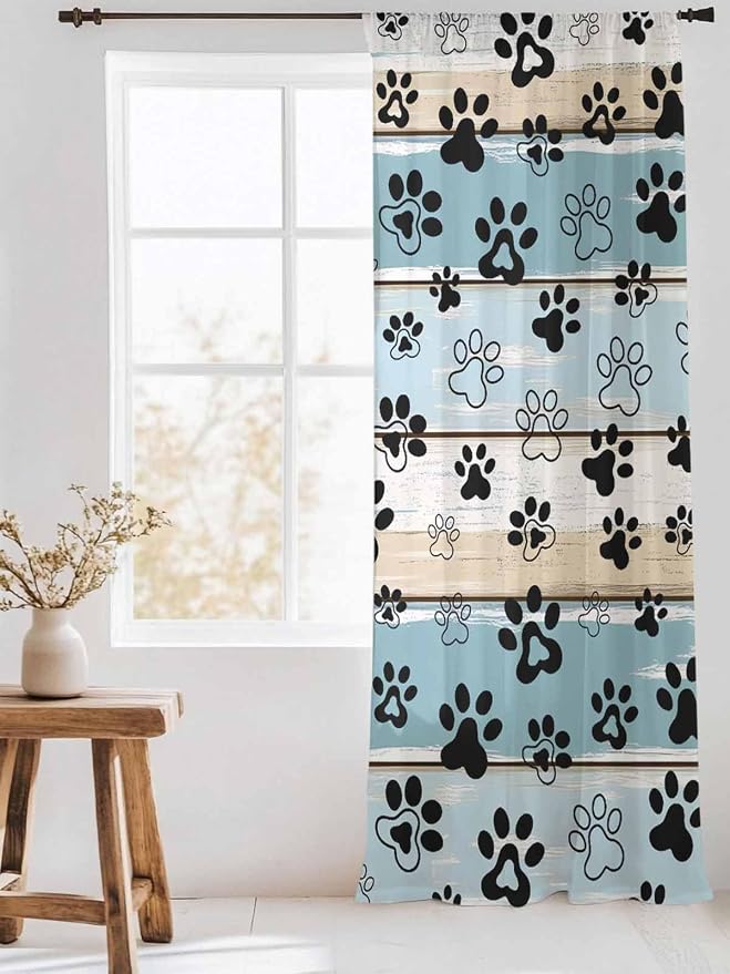 Sheer Curtains 96 Inches Long, Vintage Farmhouse Country Wood Grain Privacy - Image 3