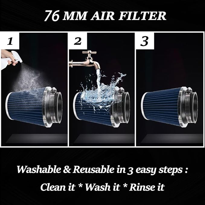 Clamp-On Cold Air Intake Filter, High Performance, Washable Filter, Replacement - Image 6