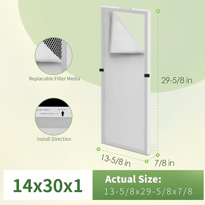 14x30x1 Reusable Air Filter MERV 8 Washable Furnace & AC Filter - Image 2