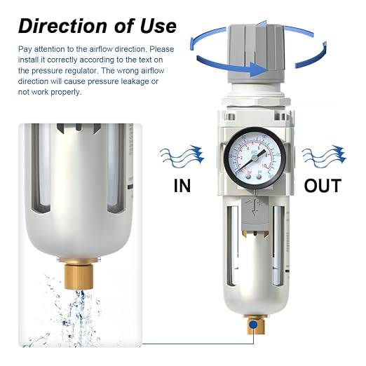 AIRZOE 1/2" NPT Air Filter Regulator Combo Piggyback, 5 Micron Brass Element - Image 4