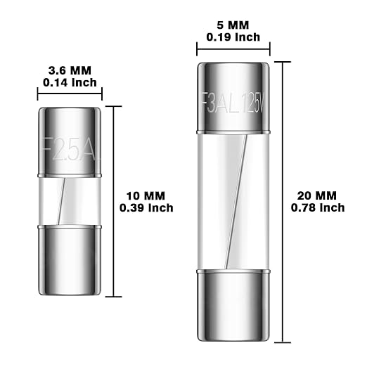 VEXUNGA 23Values 230pcs 125V Glass Fuses Kit 0.5A 1A 1.25A 1.6A 2A 2.5A 3A - Image 2