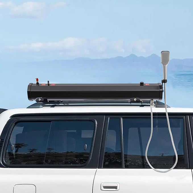 Portable Shower for Camping, 4.76-Gallon Portable Water Tank with Hose&showerhead Handheld, Roof Rack Mount Road Shower for Hiking, Car Wash, Pet Cleaning, Beach Vacations