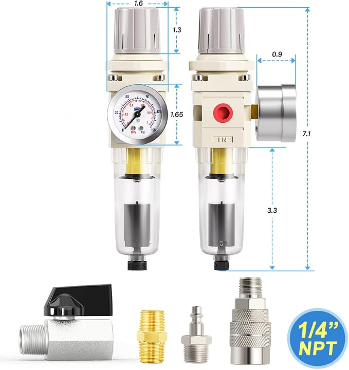 MEANLIN Air Compressor Moisture Filter, Automatic Drain Air Line Filter - Image 2