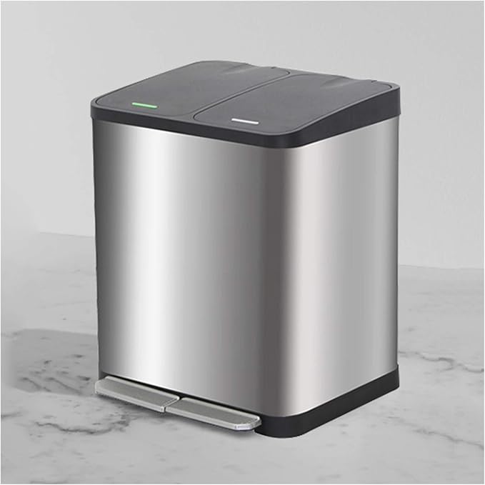 Trash Can Kitchen Large Capacity Foot-Operated Trash Can Double Three Bin by Unknown