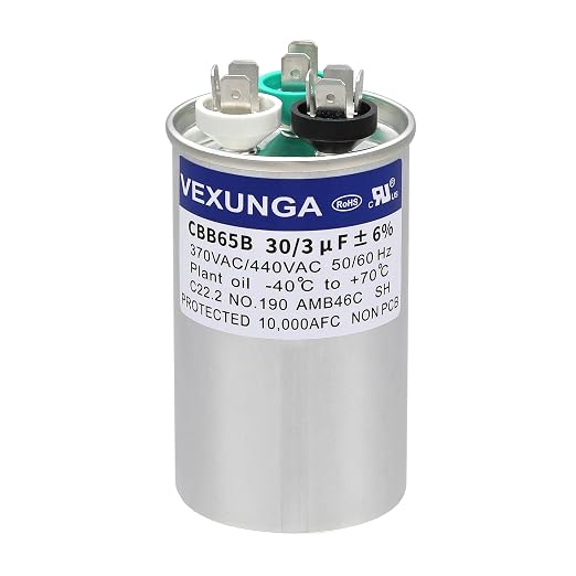 VEXUNGA 30/3 uF 30+3 MFD 370VAC or 440VAC Dual Run Start Round A/C Capacitor by VEXUNGA