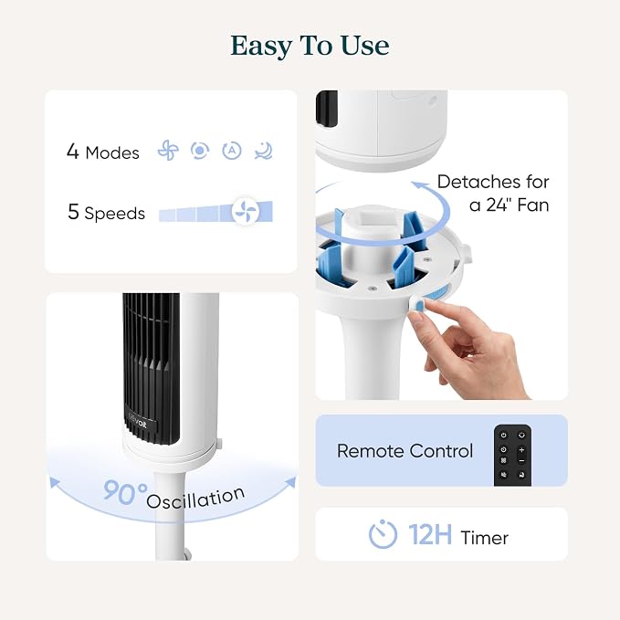 LEVOIT Tower Fan for Bedroom, Standing Fan - Image 7