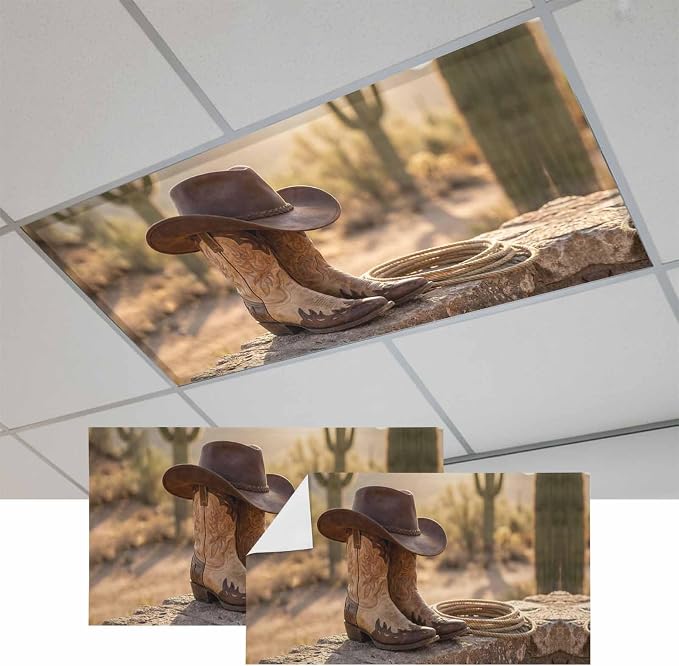 2 Pack Fluorescent Light Cover, Cowboy Western Light Covers by Unknown