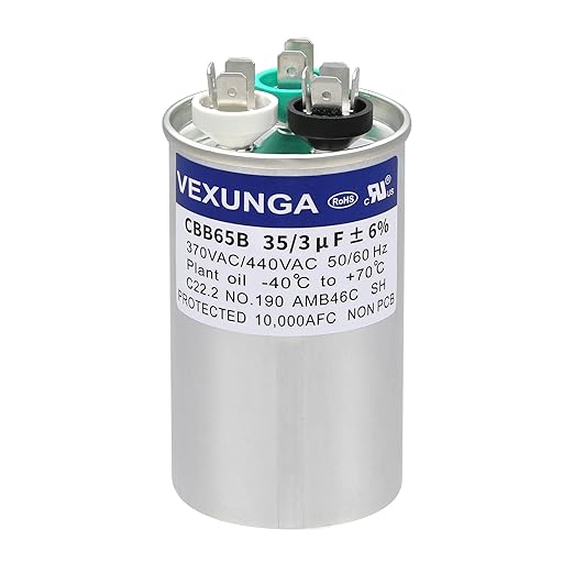 VEXUNGA 35/3 uF 35+3 MFD 370VAC or 440VAC Dual Run Start Round A/C Capacitor by VEXUNGA