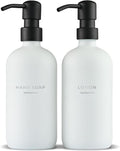 MaisoNovo Soap Dispenser 2-Piece Set | 16.9oz Clear Bottles with Black Stainless Steel Pumps