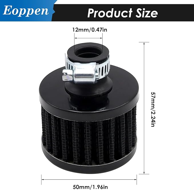 2Pcs 12mm Air Filter Mini Universal Vent Crankcase Cold Air Intake Breathe - Image 2