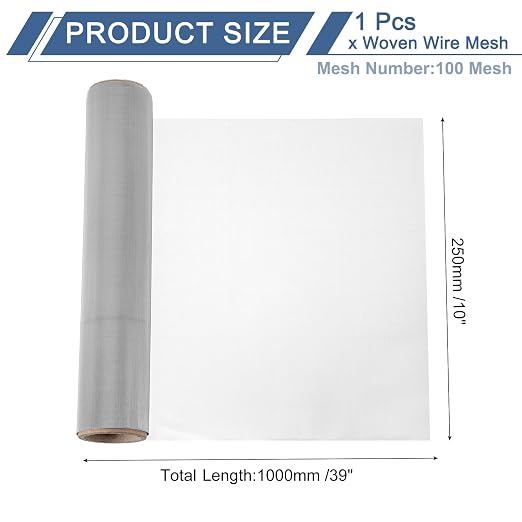 uxcell 100 Mesh 39" x 10" Woven Wire Mesh, 316 Stainless Steel Air Vent Filter - Image 2