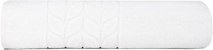 BAGNO MILANO Organic Turkish Cotton Bath Towels, Luxury Jacquard Collection, Certified Organic Highly Absorbent, Soft-Plush Towel Set (White, Bathsheet)