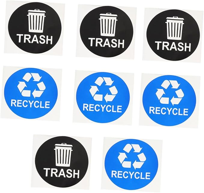 8pcs Trash Can Stickers for Easy Waste Sorting Self-Adhesive Rubbish Bin Labels by Unknown