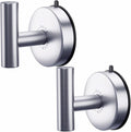 DGYB Large Suction Cup Hooks - Set of 2 Brushed Nickel Towel Hooks for Bathrooms - Stainless Steel Suction Shower Hooks - 15 Lb Removable Wall Hooks for Hanging Heavy Duty