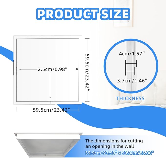 24" x 24" Metal Access Panel, 1MM Thickened Access Panel for Drywall, Aluminum Access Panel for Walls and Ceilings, Rust-Resistant and Easy-to-Install Drywall Access Panel