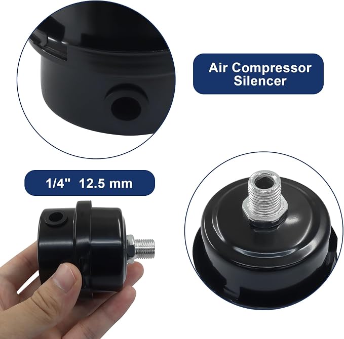 2 Pcs Air Compressor Silencer, 1/4 Inch Thread Intake Filter Muffler, 12.5 mm - Image 4