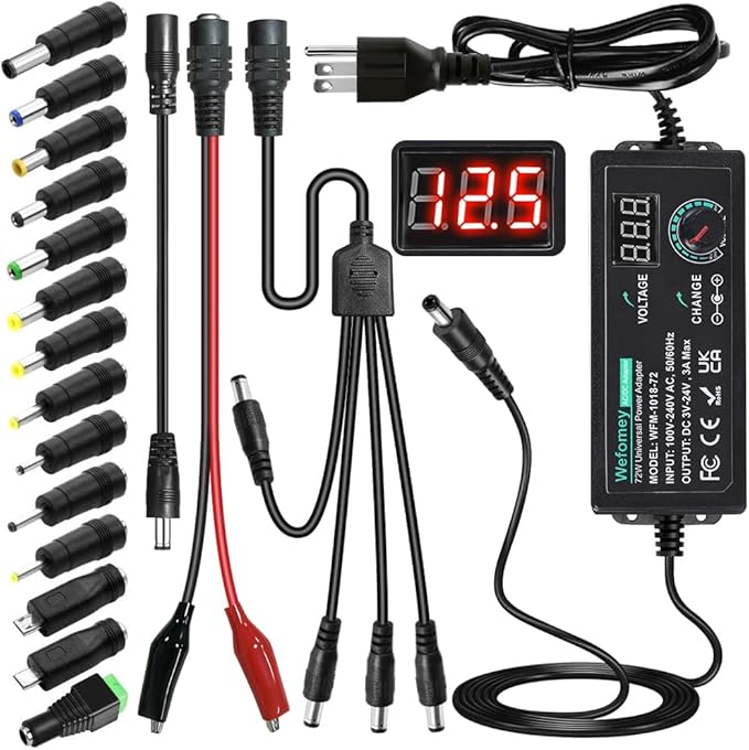 Universal Power Supply 3V~24V 3A 72W Adjustable Variable 3V 5V 9V 12V 18V 20V by Wefomey