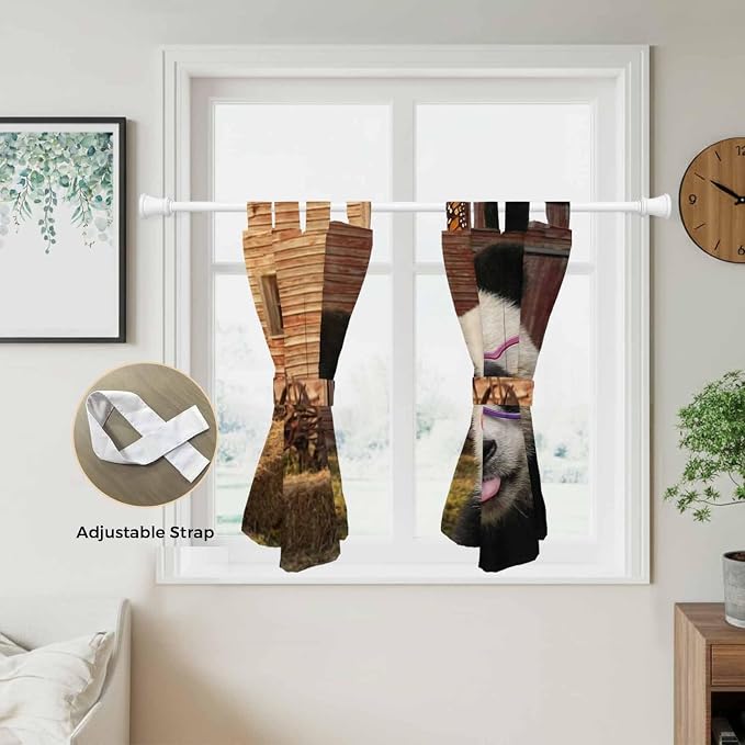 Farm Panda Kitchen Curtains 45 Inch Length, Short Cafe Window Curtains Tab Top - Image 5