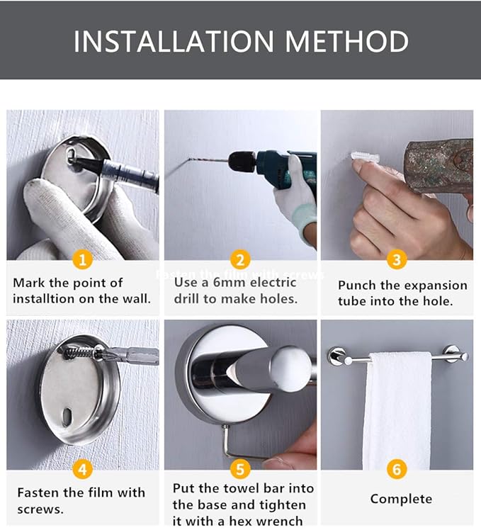 JiePai Adjustable 18 to 30 Inch Shower Towel Bar for Bathroom, Expandable SUS304 Stainless Steel Bath Towel Holder, Wall Mount with Screws Towel Bar Rod Hotel Style (Screw-in, Chrome)