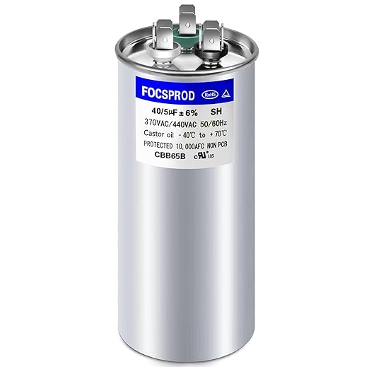 FOCSPROD 40+5 uF 40/5 MFD ±6% 370V/440V CBB65 AC Capacitor, Dual Run Round by FOCSPROD