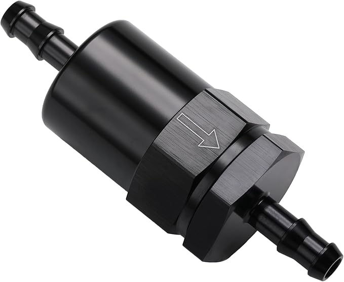 1/4" Billet Inline Fuel Filter 30 Micron Aluminum Black by Podavelle