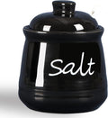 ONTUBE Ceramic Salt Bowl with Lid and Spoon 12oz (Black)