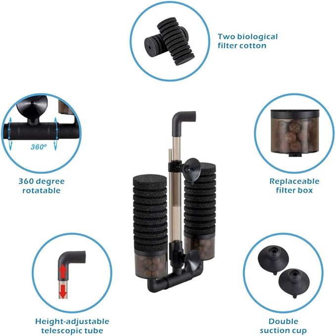 hygger Sponge Filter, Aquarium Filter Double Sponge Replaceable Media - Image 3