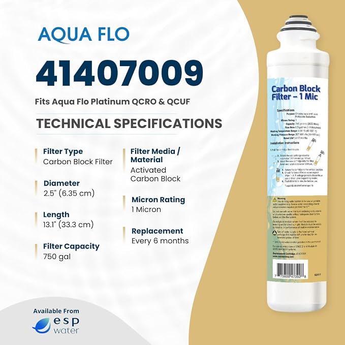 Aqua Flo Carbon Block Filter 1 Micron 41407009 – Quick-Change Replacement - Image 4