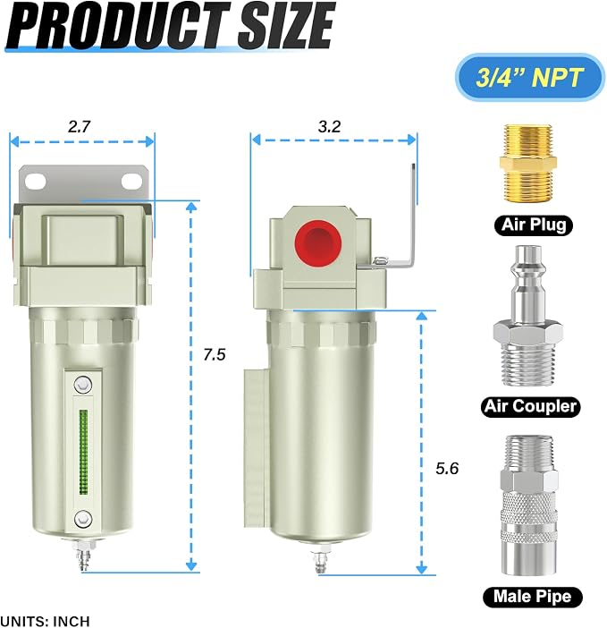 3/4" NPT Industrial Aluminium Air Compressor Moisture Filter, Air Desiccant - Image 2