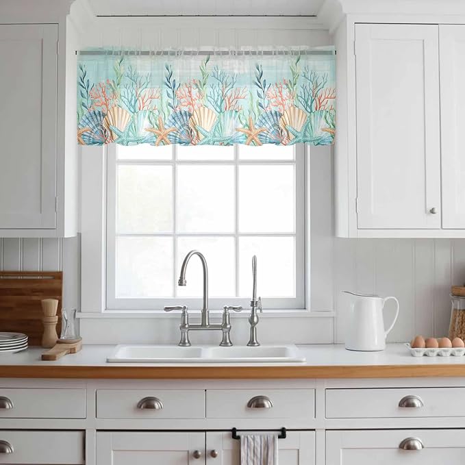Summer Beach Sheer Valance Curtains - Image 2