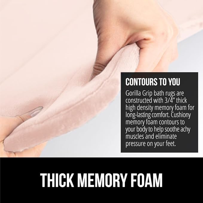 GORILLA GRIP Memory Foam Bath Mat, Soft Absorbent US Designed Bathroom Rug, Gripping Dots Machine Washable Bathmat, Cushioned Floor Mats, Shower Sink Rugs Room Décor Accessories, 30x20 Pink