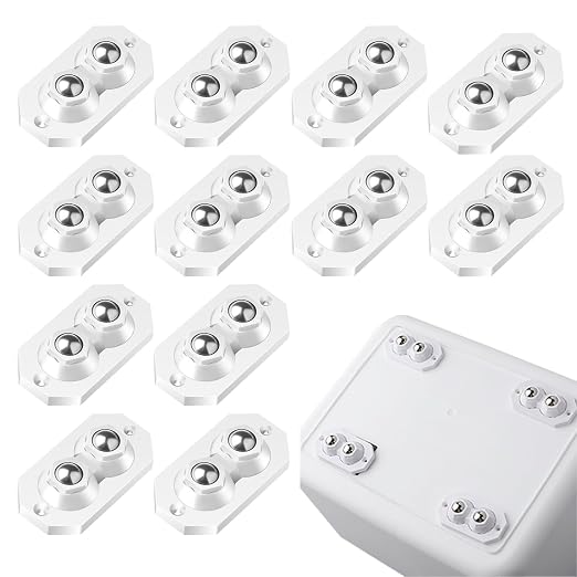 12 Pcs Self Adhesive Caster Wheels Stainless Steel 360° Swivel Low-Profile by YSKmanhuo