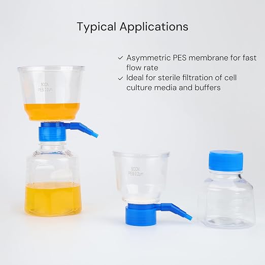 Pack of 18 Diposable Bottle Top Filter 500mL 0.2μm PES Hydrophilic Membrane - Image 4