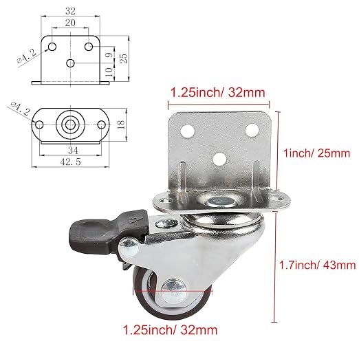 HOWDIA 1.25" Swivel Plate Caster Wheels - Image 2