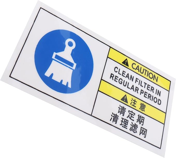 MAGICLULU Weather Resistant Industrial Machinery Filter Cleaning Notice Sticker by MAGICLULU