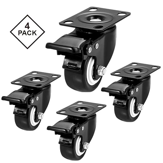 2" Swivel Casters Set of 4, Heavy Duty Locking Casters - Image 4