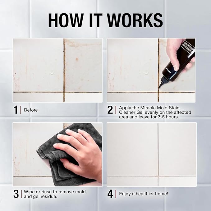 GlassGuard Miracle Stain Removal Gel Pack of 2 — Thick Gel Cleaner for Grout, Bathroom, Kitchen and Floor Tiles, Glass, Silicone, Caulk & More — 300 mL (10 oz) x 2