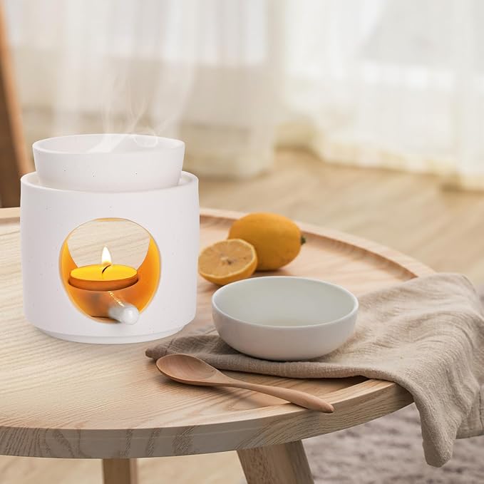 WD&CD Wax Melt Ceramic Oil Burner White, Aroma Diffuser Essential Oil Burner - Image 4
