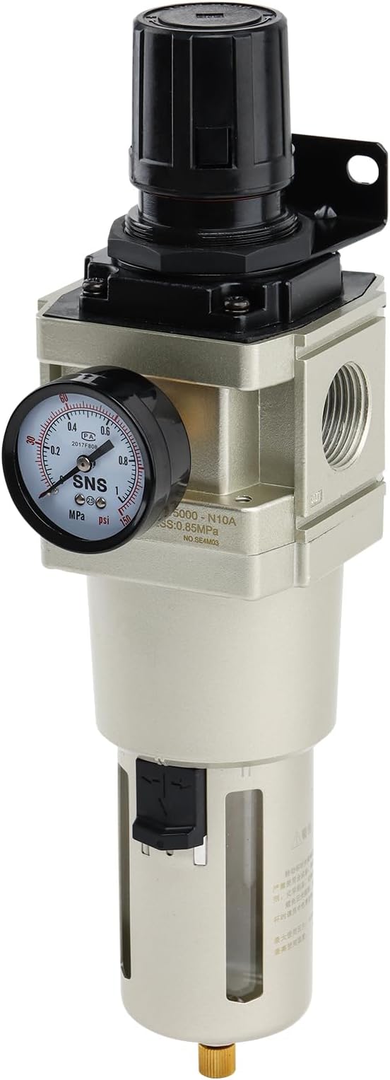 SNS 1”NPT Compressed Air Filter Regulator Piggyback Combo, Semi-auto Drain by SNS