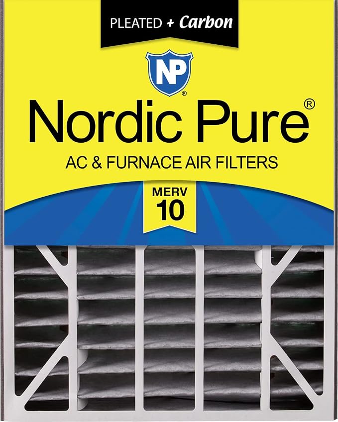 Nordic Pure 20x25x5 Air Bear AC Filter Replacement MERV 10 Pleated + Carbon 1 by NordicPure