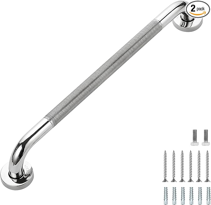 Grab Bars for Shower, 2 Pack 20-Inch Anti Slip Shower Handles for Elderly, Safety Shower Grab Bar, Stainless Steel Handicap Grab Bars for Bathroom (Polished Nickel 1" Diameter)