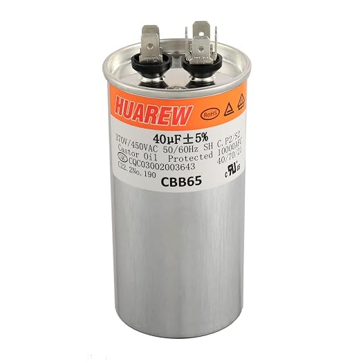 40 uF MFD ±5% 370V /450 V AC CBB65 AC Motor and Fan Starting Round Capacitor by HUAREW