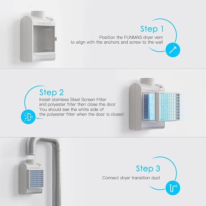 3-in-1 Indoor Dryer Vent, Stainless Steel Screen Filter, Polyester Filter and - Image 4