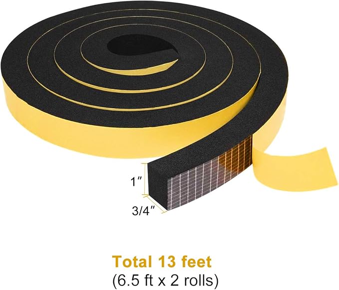 TORRAMI Foam Seal Tape 1 inch W x 3/4 inch T x 6.5 Ft Length, High Density Foam - Image 2